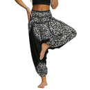 the HAREM BOHO - Bohemian Harem Pants Elastic Waist Wide Leg Long Pant Vintage Printed Trousers