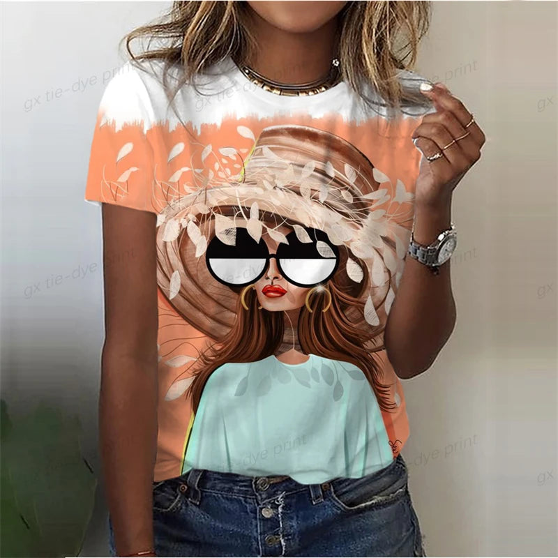 Abstract Art Face 3D Printed Girls Street Tshirt Summer Clothes Women 2024 Harajuku Personality T Shirts Female 2000s Y2k Tops