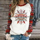 the BOHO FEATHERS - Feather 3D Print Crew Neck Fashion Casual Vintage Sweatshirts Pullovers