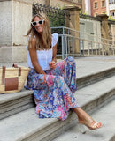 the SUNDAY STROLL - Boho Fashion Long Floral Summer/Autumn Loose Casual Elastic Waist Big Hem Long Skirts