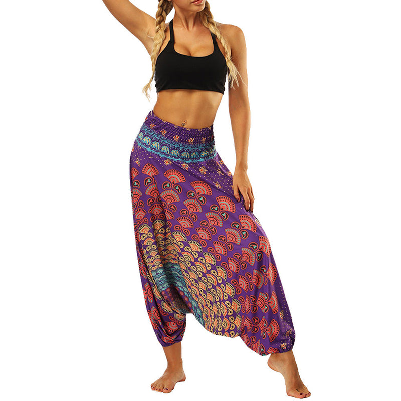 Women Pants 2023 Trousers Women'S Pants Summer Autumn Loose Yoga Trousers Baggy Boho Aladdin Jumpsuit Harem Pants Women Clothing