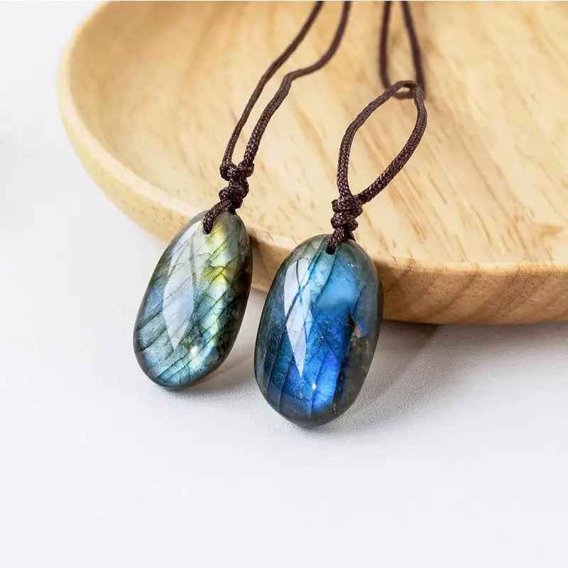 Natural Labradorite Pendant Necklaces Labradorite Necklace Energy Necklaces Healing Crystal Necklace Stones Ornament Home Decor