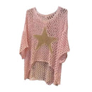 the STAR NET - Fashionable Fishnet Pullover Crochet Stylish O-Neck Knit Blouse