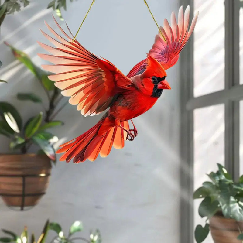 the SUNCATCHER - Winged Hanging Cardinal Christmas Ornaments, Hummingbird Suncatchers Gift