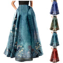 the WALTZ BOHO - Bohemian Floral Print Maxi Skirt High Waist Pocket Long Skirt
