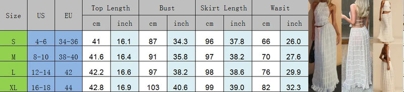 Women Boho Sexy Backless Matching Suit 2 Piece Beach Holiday Outfits Vintage Ruched Halter Cami Tops + Maxi Long Skirt Party