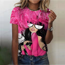 the GLAM GIRL - Abstract Art Face 3D Printed Girls Street Summer T-Shirts for Women
