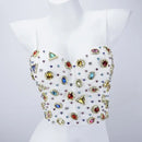 the JEWELED POPSTAR - Sexy Club Corset Streetwear Casual Camis Summer Party Fashion Tank Tops