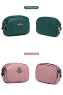 the BEE BAG - Women Cowhide Double Zipper Portable Wallets, Bag Bee Card Hoder Lipstick Case Leather Mini Earphone Coin Purse