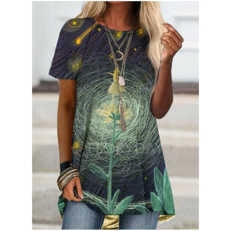 Women's T Shirt Marbling 3d Print T-shirt Women Fashion Abstract Face T-shirts Ladies Tops Tees Vintage Tshirt Casual Loose