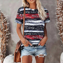 the MESSAGE - Summer Letter Stripe 3D Print Streetwear Casual Fashion Short Sleeve O-Neck Tees T-Shirts for Women