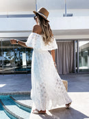 the WHITE PARTY COLLECTION - Elegant Party Beachwear Trendy Casual Summer White Cover-Ups Outfits New Boho Hippie Chic Long Maxi Dresses