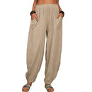 the BOHO JOGGER - Casual Women Harem Pants Cotton Linen Loose Wide Leg Long Pants
