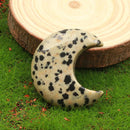 the MOON STONE - Crystal Mini Moon Ornament, Natural Stone Rose Quartz Hand Carved Chakra Feng Shui Healing Meditation Figurine, Home Decoration