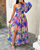 the BRIDESMAID BOHO - Spring/Summer Elegant Off Shoulder Print Loose Long Dress