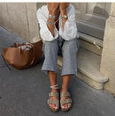 the BOHO TIE - Female Street Tops Linen Lace Up Long Sleeve Fashion Chic Casual Loose V-Neck Shirt