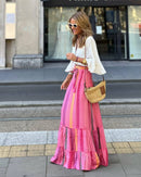 the SUNDAY STROLL - Boho Fashion Long Floral Summer/Autumn Loose Casual Elastic Waist Big Hem Long Skirts