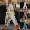 the ROLLED HEM BOHO - Women's Rolled Hem Casual Pants Floral Print Harem Pants Boho Lace-Up Stylish Casual Flowy Trousers