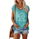 the BEACH TANK - Spring/Summer Fashion Letter Printed Sleeveless Beach Tank Tops for Women