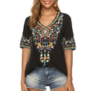 the NAVAJO - Summer 3D Print V-Neck Retro Women Boho Oversized T-Shirts for Women