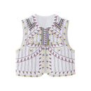 the STITCH BOHO - Women's Vintage Floral Pattern Embroidered Vest Sleeveless Open Front Versatile Short Outerwear Boho Cardigan Crop Vests