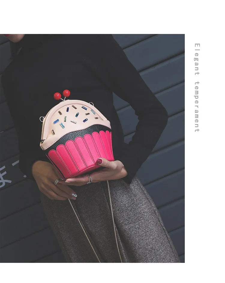 the CUPCAKE - Fashion Cakes Diamond Party Casual Purse, Ladies Chain Shoulder Bag, Handbag Crossbody Mini Messenger Bag