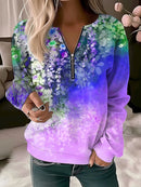 the FLORAL IVY - 3D Print Fashion Zipper Floral Oversized Sweatshirts/Pullovers/Hoodies for Women