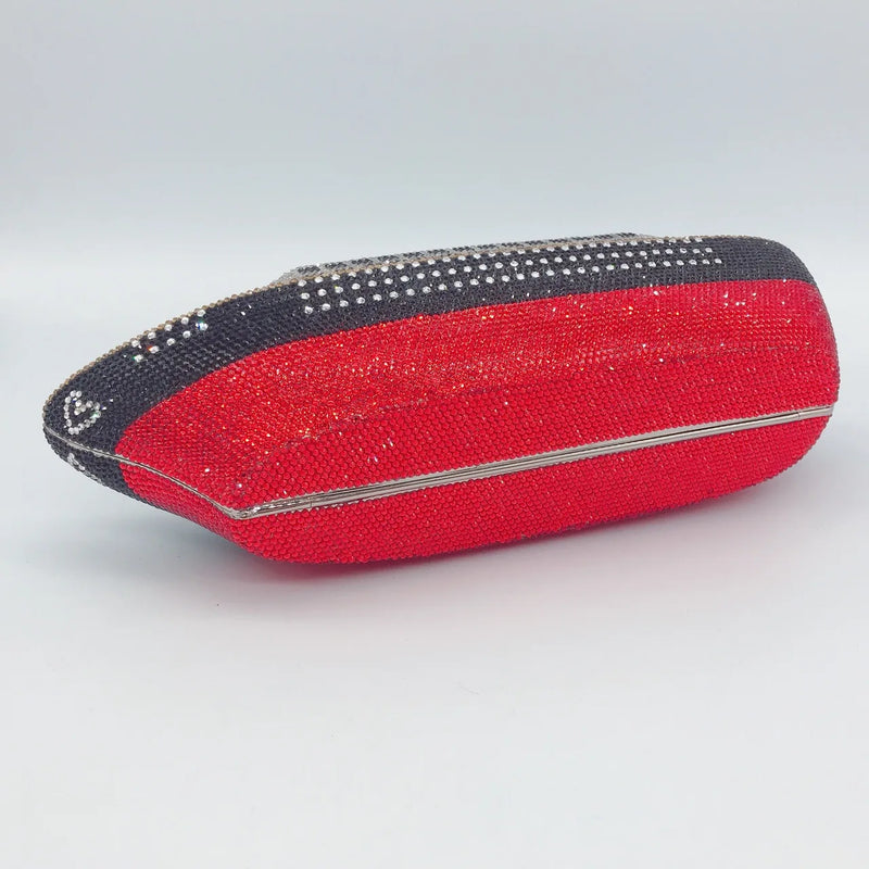 the MAIDEN VOYAGE - New Arrival Boat Crystal Clutches, Red Party Evening Clutch Bag, Wedding/Bridal Minaudiere Purse Rhinestone Handbag