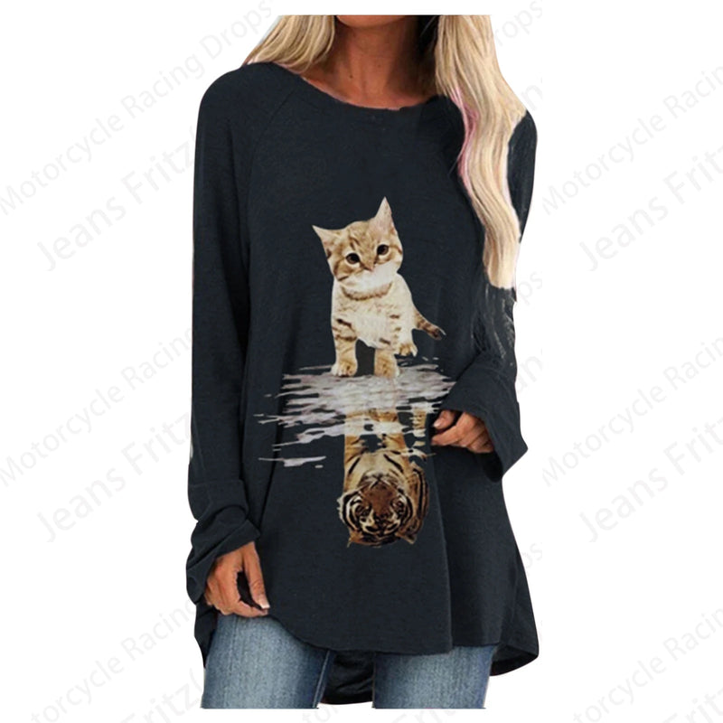 Floral Dandelion 3d Print Long Sleeve T-shirts Women Fashion T-shirt Femme Tops Tees Long Tops Lady Tshirt Tunic Women Clothing