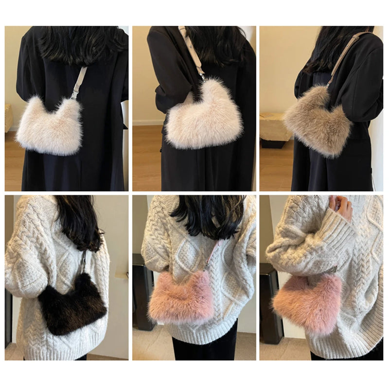 the FUR BALL - Plush Shoulder Bag, Women Soft Fluffy Crossbody Bag, Faux Fur Luxury Handbag, Winter Women's Bag, Clutch Purse for Women