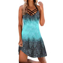 the HOT GIRL SUMMER - Beach Printed Sleeveless Boho Casual Hollow Out Short Dress for Women