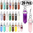 the PENDANTS - 20 Pcs Hexagonal Crystal Pendant, Bullet Shape Gemstone Pendant, Healing Crystal Stone Charms for Necklace Earrings Jewelry Making
