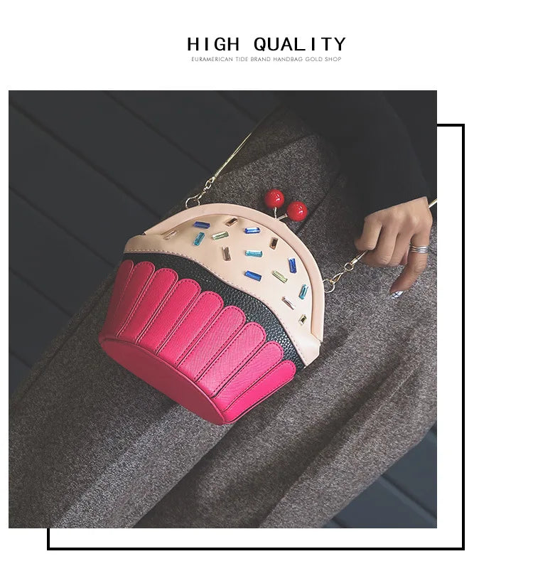 the CUPCAKE - Fashion Cakes Diamond Party Casual Purse, Ladies Chain Shoulder Bag, Handbag Crossbody Mini Messenger Bag