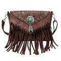 the WESTERNER - Original Design Shoulder Bag for Women, PU Leather Luxury Clutch Designer Handbags, Western Purse Fringe Messenger Bag