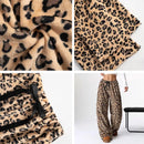 the WILD CAT - Women's Leopard Casual High Waist Lace-Up Elastic Wide Leg Fashion Animal Print Boho Pants