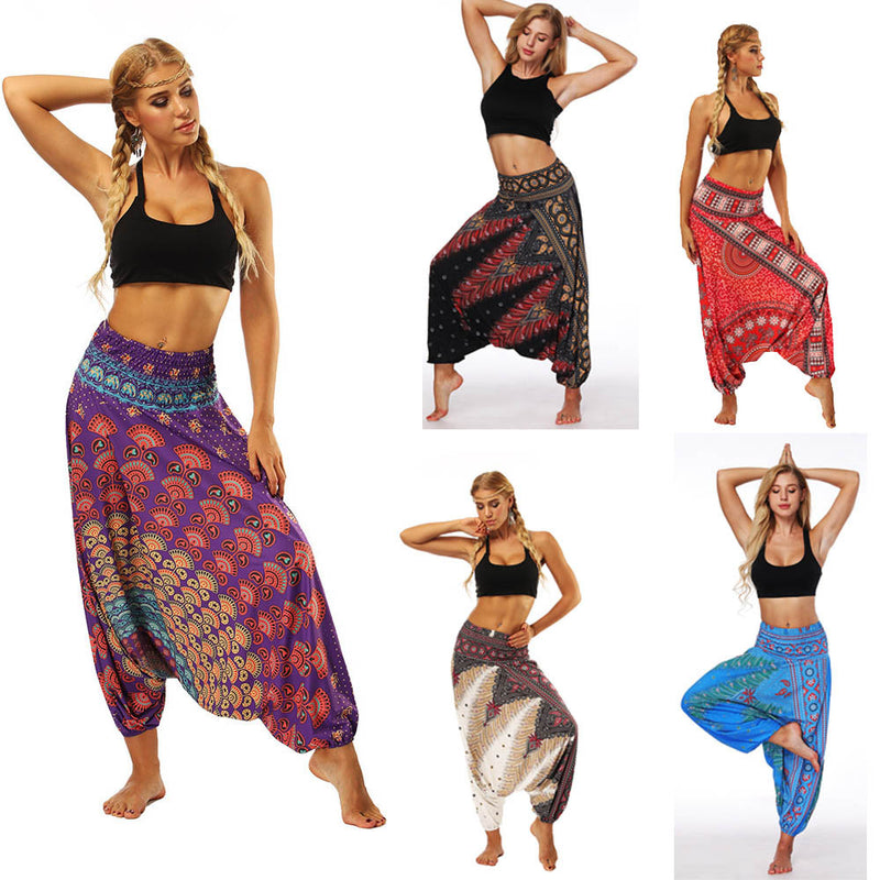 Women Pants 2023 Trousers Women'S Pants Summer Autumn Loose Yoga Trousers Baggy Boho Aladdin Jumpsuit Harem Pants Women Clothing