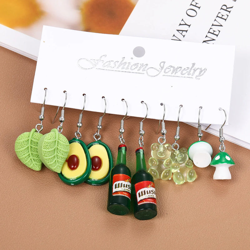 the FAVORITE THINGS - Fashion Sweet Fruit Drink Earrings Set for Women, Cute Cartoon Food Ice Cream Donut Funny Resin Earrings