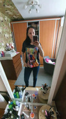 the PAINTED PUPPY - Casual Summer V-Neck Short Sleeve 3D Cute Dog Print Harajuku Versatile T-Shirts for Women