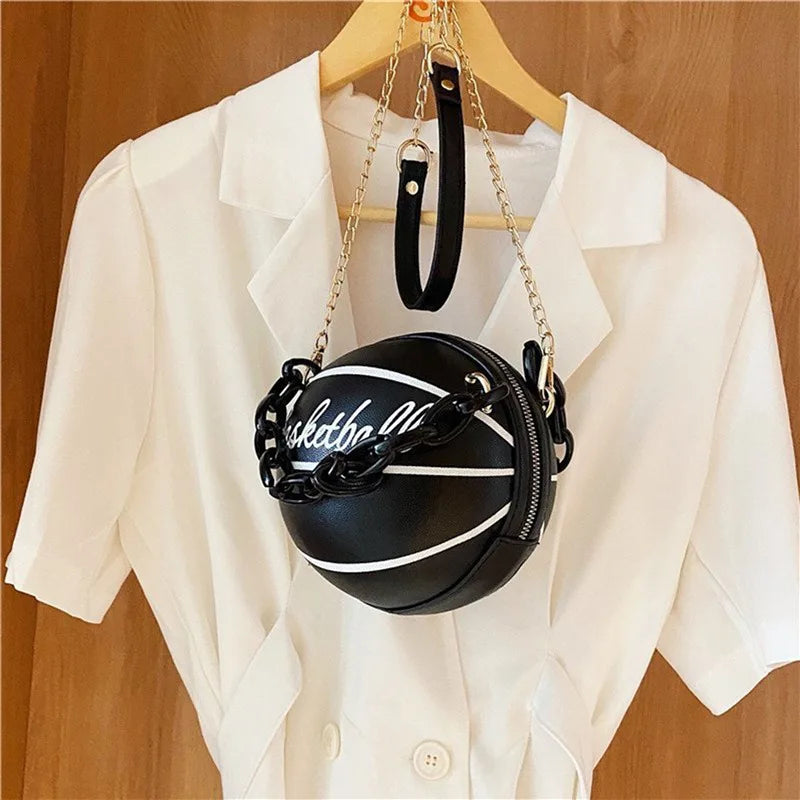 the BALLER - Women Ball Handbag, Round Basketball Shape Small Handbags, Casual PU Leather Crossbody Bags