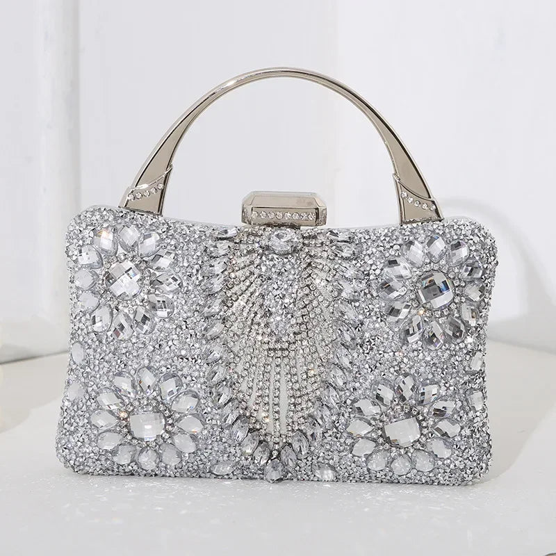 the TREASURE - Rhinestone Beaded Clutch Evening Bag, Women Wedding Party Purse, Evening Banquet Bag