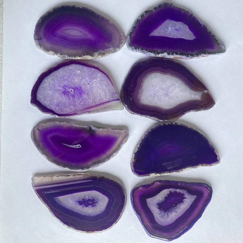 the AGATE SLICE - Natural Agate Geode Polished Irregular Crystal Slice Stone DIY Pendant Mineral Home Decoration Healing Crystal Stone Slice Gifts