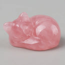 the SLEEPING KITTY - Various Crystal Energy Stones Carved Cats Rose Quartz Kitten Figurine, Natural Stone, Jade Mini Sleeping Cat, Chakra, Home Decor