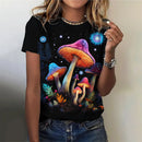 the MUSHROOM LOVERS - 3D Printed Mushroom Plant Pattern Casual O-Neck Short Sleeves Loose T-Shirts for Women