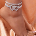 the FANCY FOOT - Fashion Rhinestone Chain Anklets for Women, Luxury Shining Ankle Bracelet, Female Wedding Party Jewelry Foot Accessories