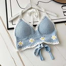 the CROP TOP - Swimwear Fashion Bohemian Beach Wear Outfit with Chest Pads Summer Sling Sexy Crochet Tops