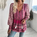 the BAGGY BOHO - Boho Floral Blouse V-Neck Tassel Long Sleeve Bohemian Summer Fashion Shirt for Women