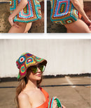 the CANCUN BOHO - Bohemian Crochet Women Shoulder Bags, Knitting Large Capacity Tote Bag, Casual Lady Handbags, Big Shopper Purses/Summer Beach Bags