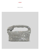 the KNOTTED RHINESTONE - Handle Rhinestones Knot Evening Bags, Silver Crystal Top Handle Bag for Women, Purses and Handbags Luxury Designer Handbag Tote