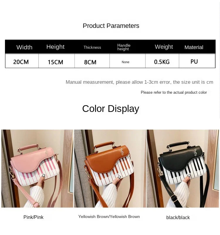 the KEYBOARD - Piano Design Women Shoulder Bags, PU Leather Messenger Bag, Handbag Fashion Crossbody Bag/Pocket Coin Purse