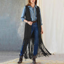 the ANNIE OAKLEY - Women's Western Bohemian Sleeveless Cardigan Vest with Tassel Detail Patch Pockets for Cowboy Cosplay